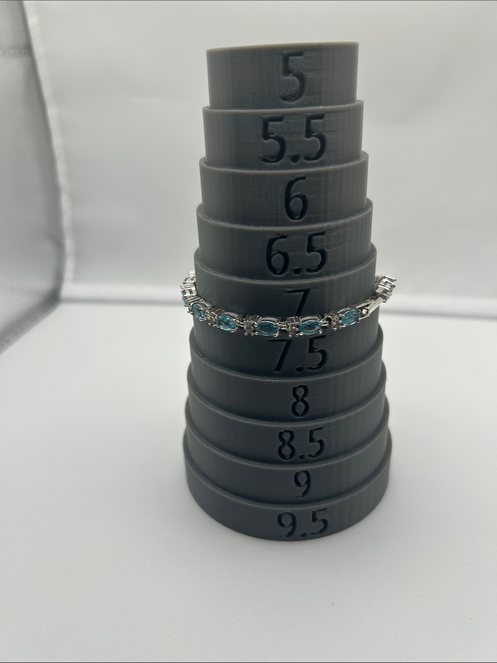 Avon aquamarine blue tennis bracelet faceted oval cut silver formal bridal